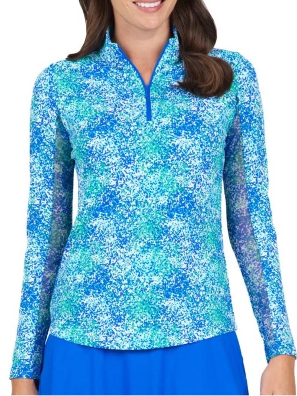 IBKUL Women’s Spray Paint Longsleeve Golf Quarter Zip Mockneck Pullover
